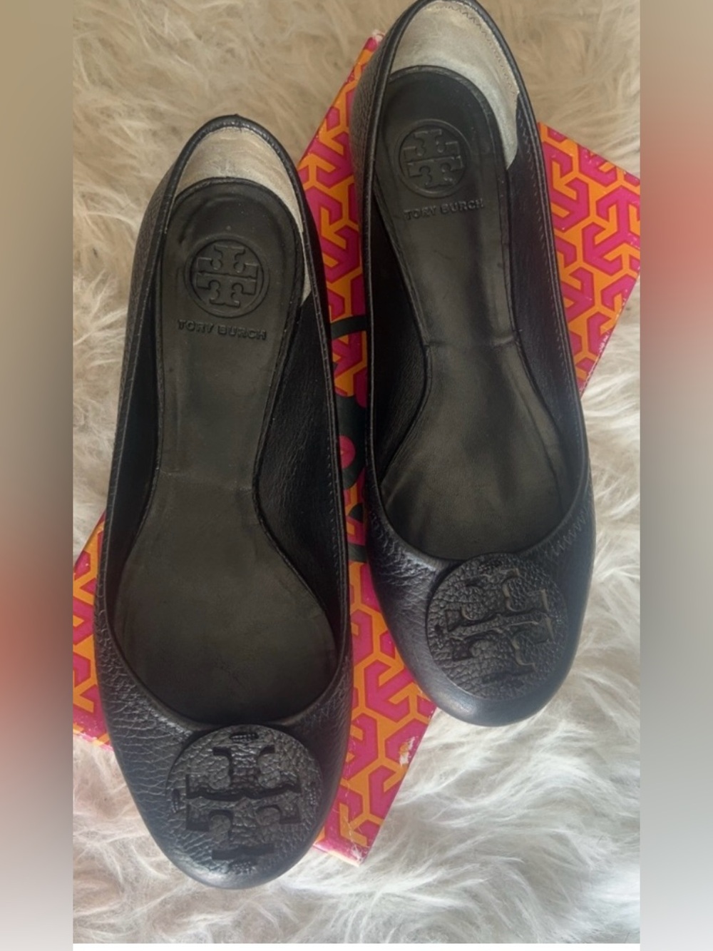 Tory Burch | Pebbled Black Leather Ballet Flats Shoes Slip On Women’s